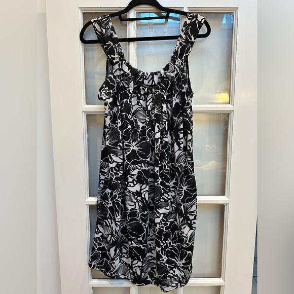 Vintage BCBGMAXAZRIA Y2K Black & White Floral Sundress Mini Dress Size XL - Picture 3 of 9